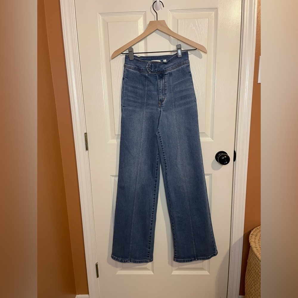 A Loves A Wide Leg Medium Wash Denim Jeans Size 25